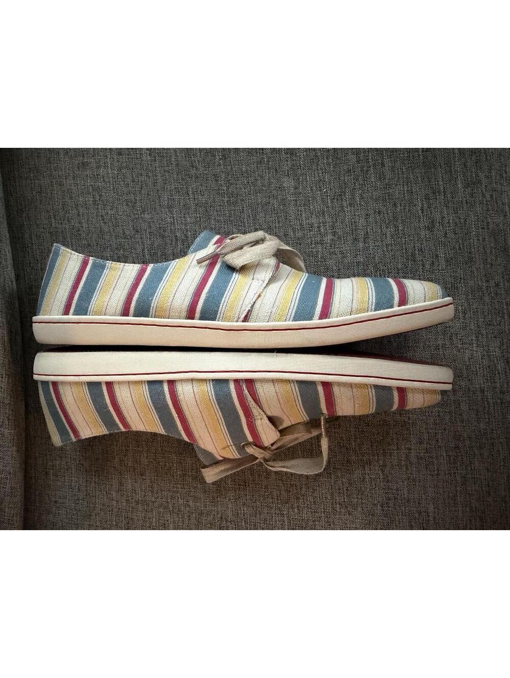 Born Hand Crafted Footwear Womens 10 Canvas Lace Up Oxford Flat Multi Stripe - Picture 7 of 12